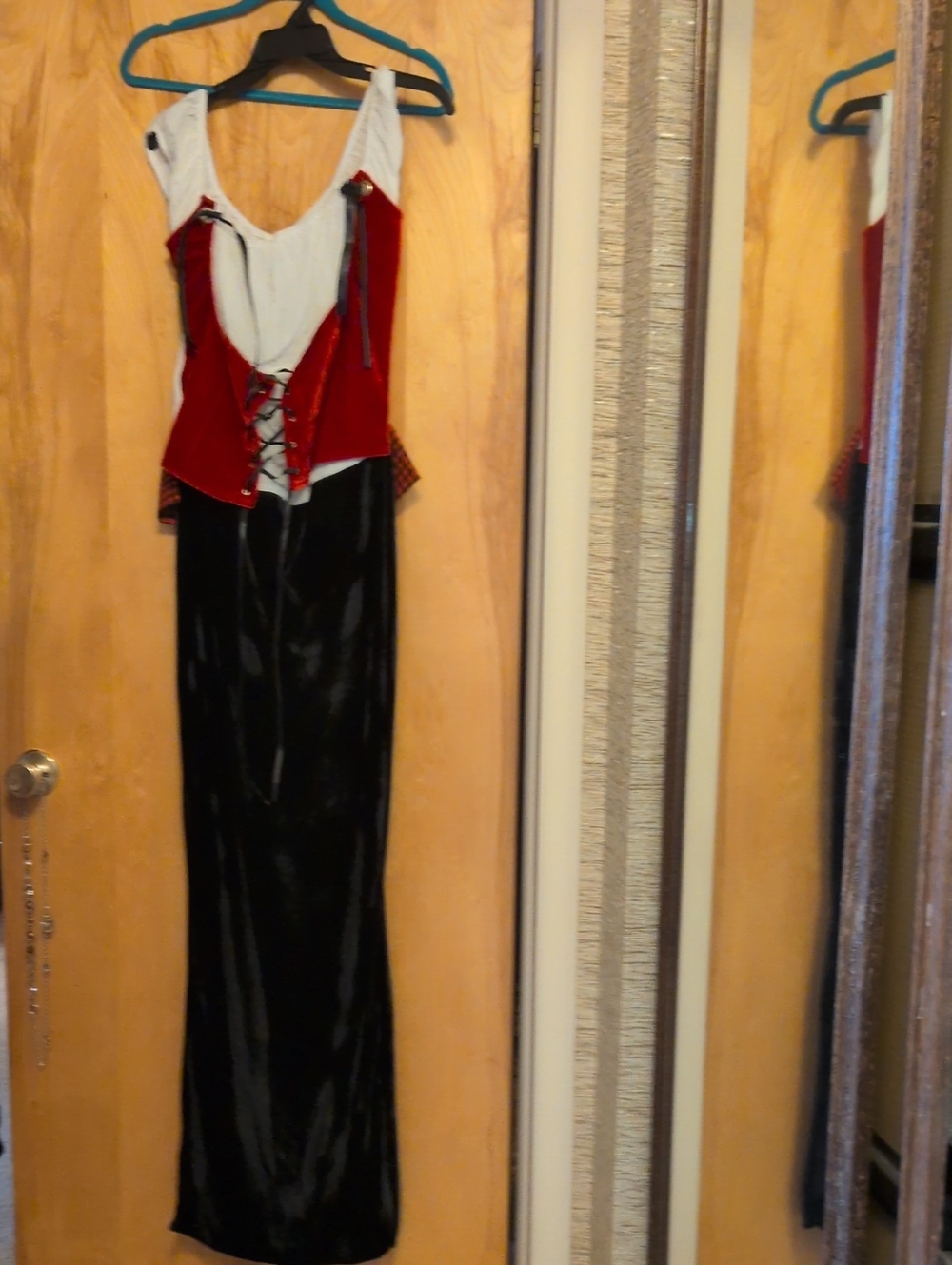 Diamond Supply Co. Red, Cream & Black Lace-Up Maxi Jumpsuit
